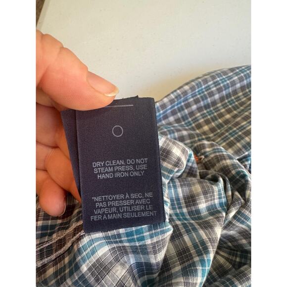 Robert Graham Shirt Mens Medium Blue Gray Plaid Long Sleeve Button Flip Cuffs - Picture 12 of 15